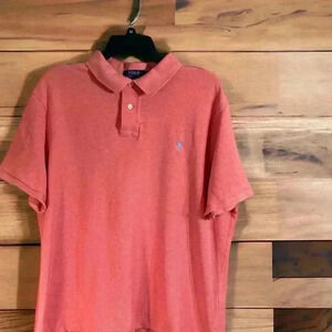 Polo by Ralph Lauren Men's Iconic Coral  Polo Shirt W Light Blue Logo Size XL